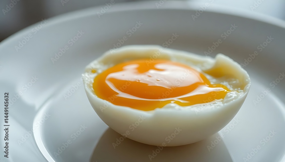 egg with an egg yolk on a white plate egg with an egg yolk on a white plate