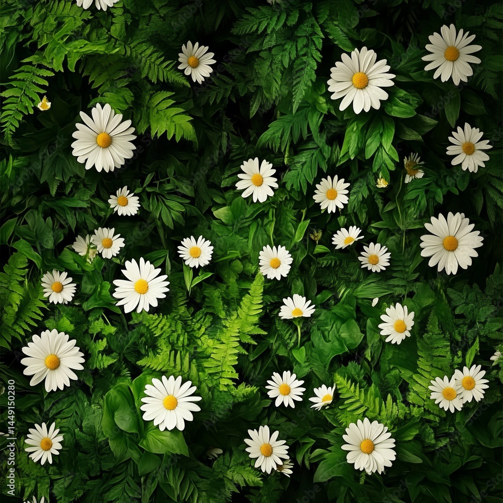 Fototapeta premium A Vibrant Field of White Daisies Under a Clear Blue Sky Evoking Joy and Tranquility in Nature