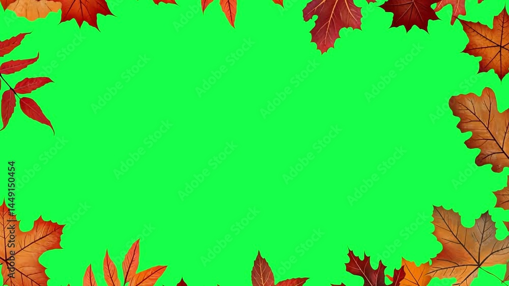 Autumn leaves frame animation, transparent 4K video, green screen Autumn leaves frame animation, transparent 4K video, green screen