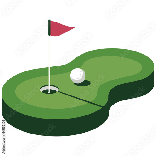 Golf course flag marker vector art isolated on white background