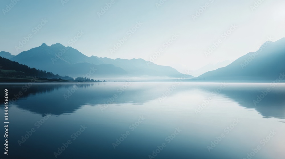 Serene landscape of mountains reflected in a still lake, peaceful and calm, perfect for relaxation and contemplation. Serene landscape of mountains reflected in a still lake, peaceful and calm, perfect for relaxation and contemplation.