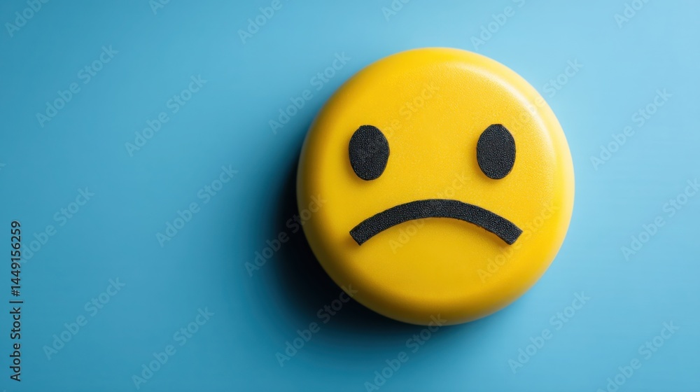 Fototapeta premium Bright yellow smiley face symbolizing delayed reactions in trading psychology and the concept of emotional lag in decisions