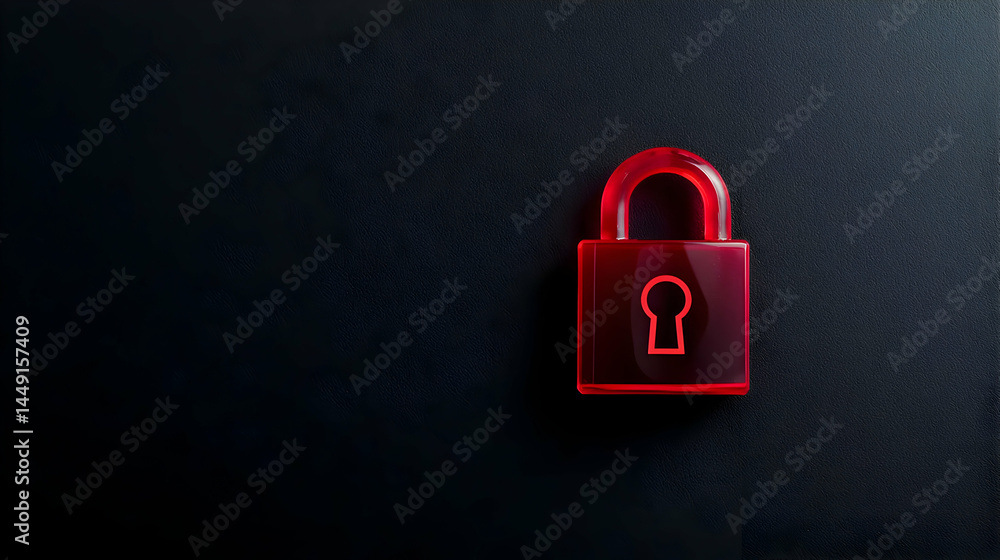 Fototapeta premium Red Lock On Dark Background