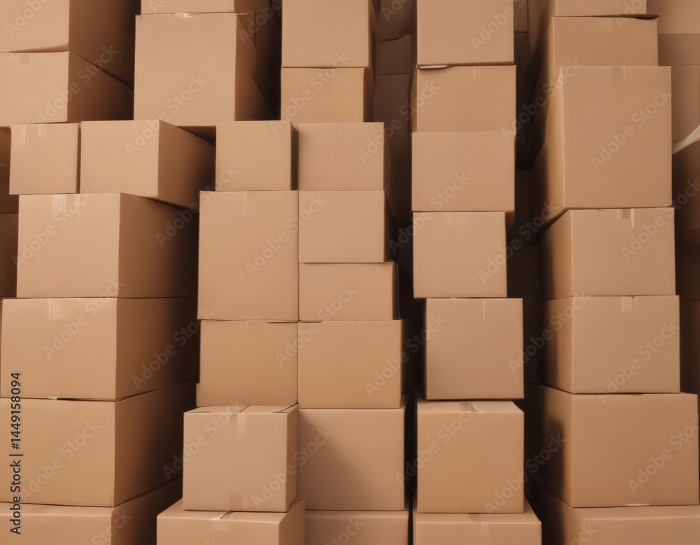 Several empty brown cardboard boxes isolated on white , pile, carton, green Several empty brown cardboard boxes isolated on white , pile, carton, green