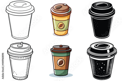Coffee to go cup vector illustration isolated on white background.