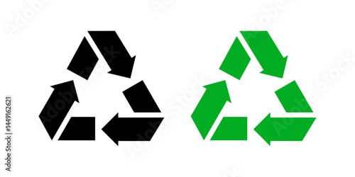 Recycle symbols. Recycling arrow icons. Reusing symbols. Recycling label. Recycle badge. Recycling icons. Recycle, reuse and reduce icons. Symbol vector.