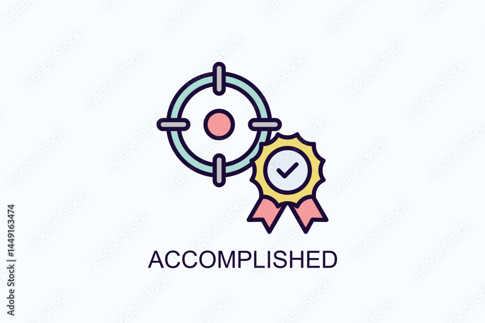 Accomplished Icon Or Logo Isolated Illustration Accomplished Icon Or Logo Isolated Illustration