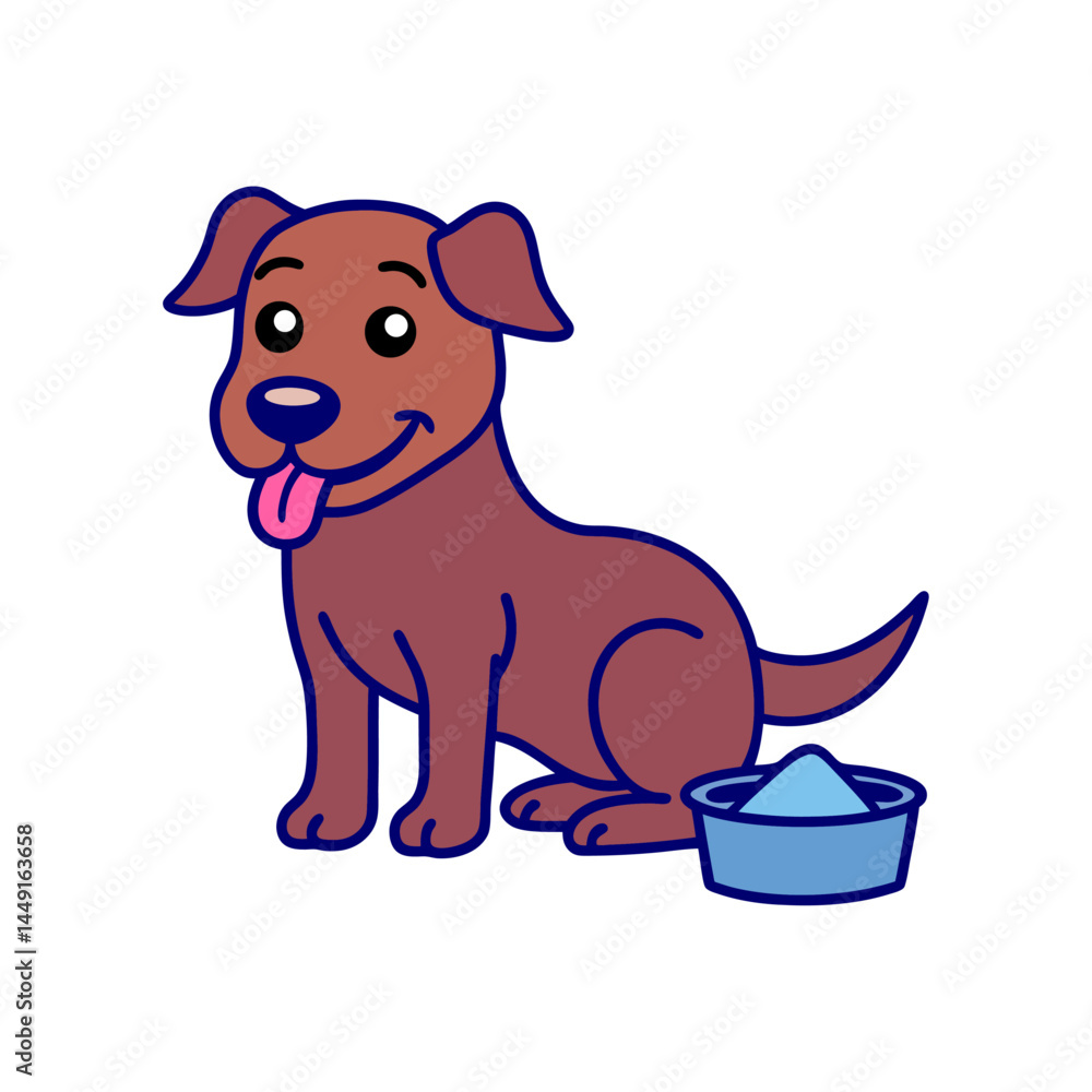 Fototapeta premium Dog with Bone and Empty Bowl – Simple Cute Vector