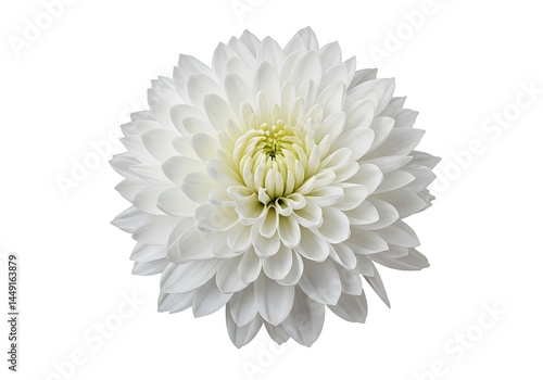 Wallpaper Mural Close up of a white dahlia flower with a yellow center on a white background in sharp focus detail Torontodigital.ca
