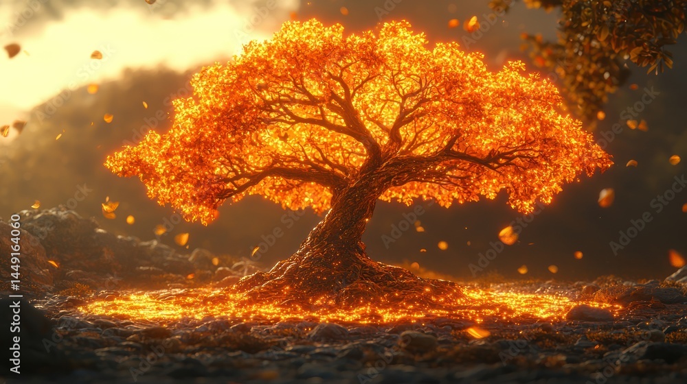 Fiery Autumnal Tree: A Digital Masterpiece Fiery Autumnal Tree: A Digital Masterpiece