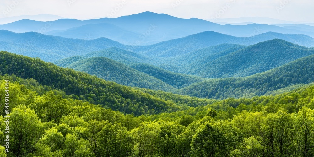 Fototapeta premium Lush Green Mountainscape Breathtaking View of Rolling Hills and Forests