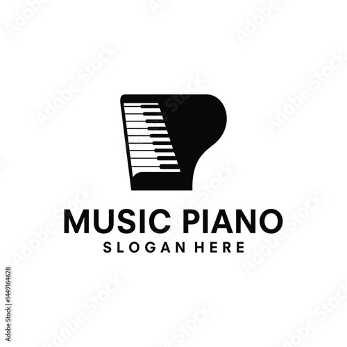 piano logo design template illustration vector