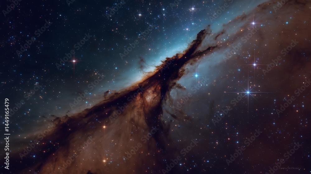 Fototapeta premium A Stunning Celestial Tapestry: The Veil Nebula's intricate cosmic dance
