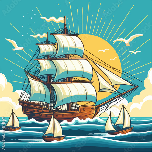 sailing ship in the sea