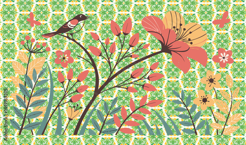 Colorful floral seamless pattern illustration
