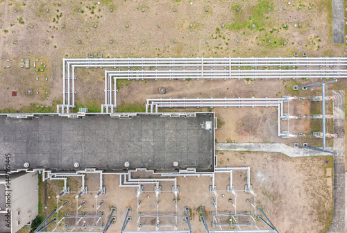 Aerial View of Substation Facility and Power Distribution Lines
