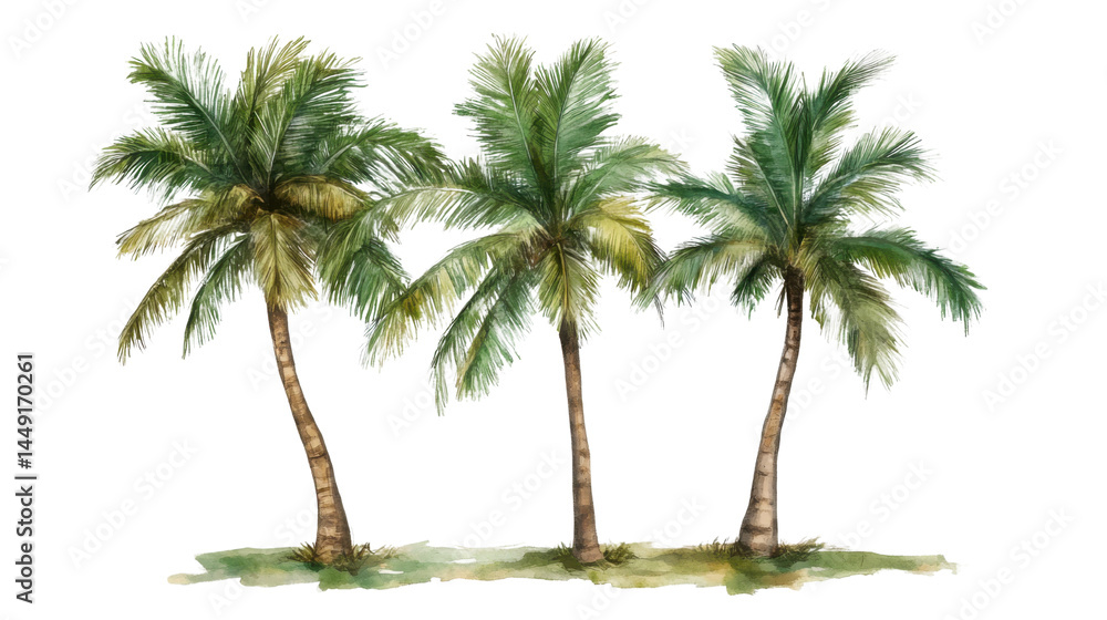 Obraz premium coconut tree watercolor on white background