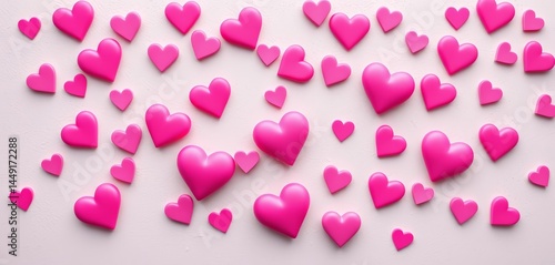 Soft pink hearts scattered on a textured background, perfect for Valentine's Day, feminine, pink