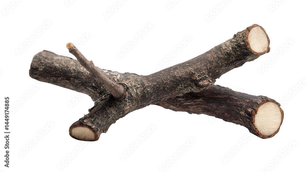 Cross-Section of Small Wooden Branch Isolated on White Transparent Background Cross-Section of Small Wooden Branch Isolated on White Transparent Background