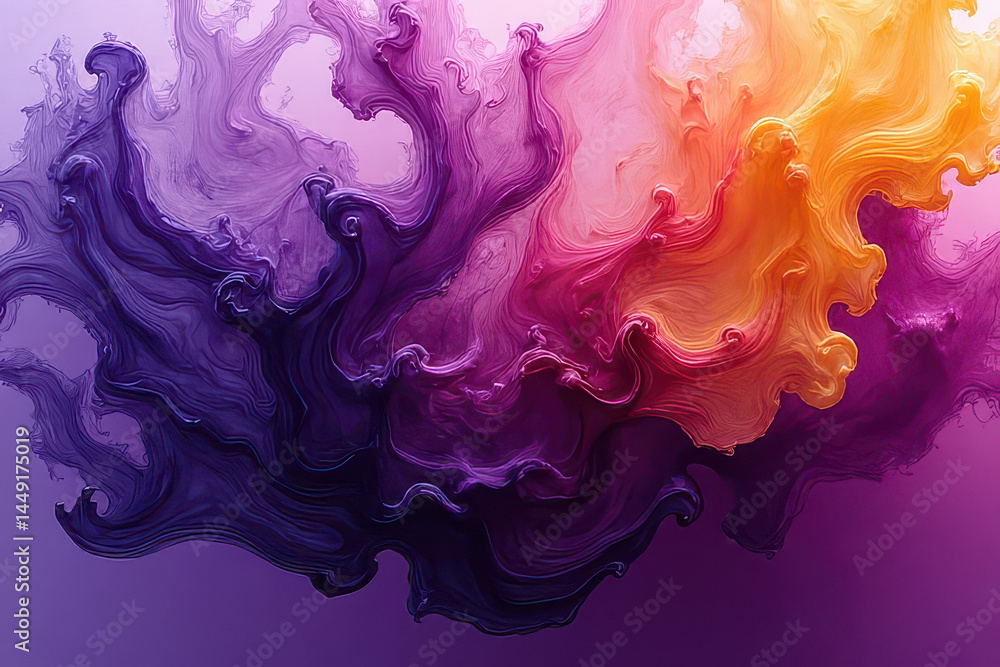 Mesmerizing Ink Swirls: Violet & Banana Colors Dance in Dreamlike Patterns Mesmerizing Ink Swirls: Violet & Banana Colors Dance in Dreamlike Patterns