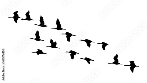 Flying geese silhouette illustration for migration season vector design and print material use case is great 100