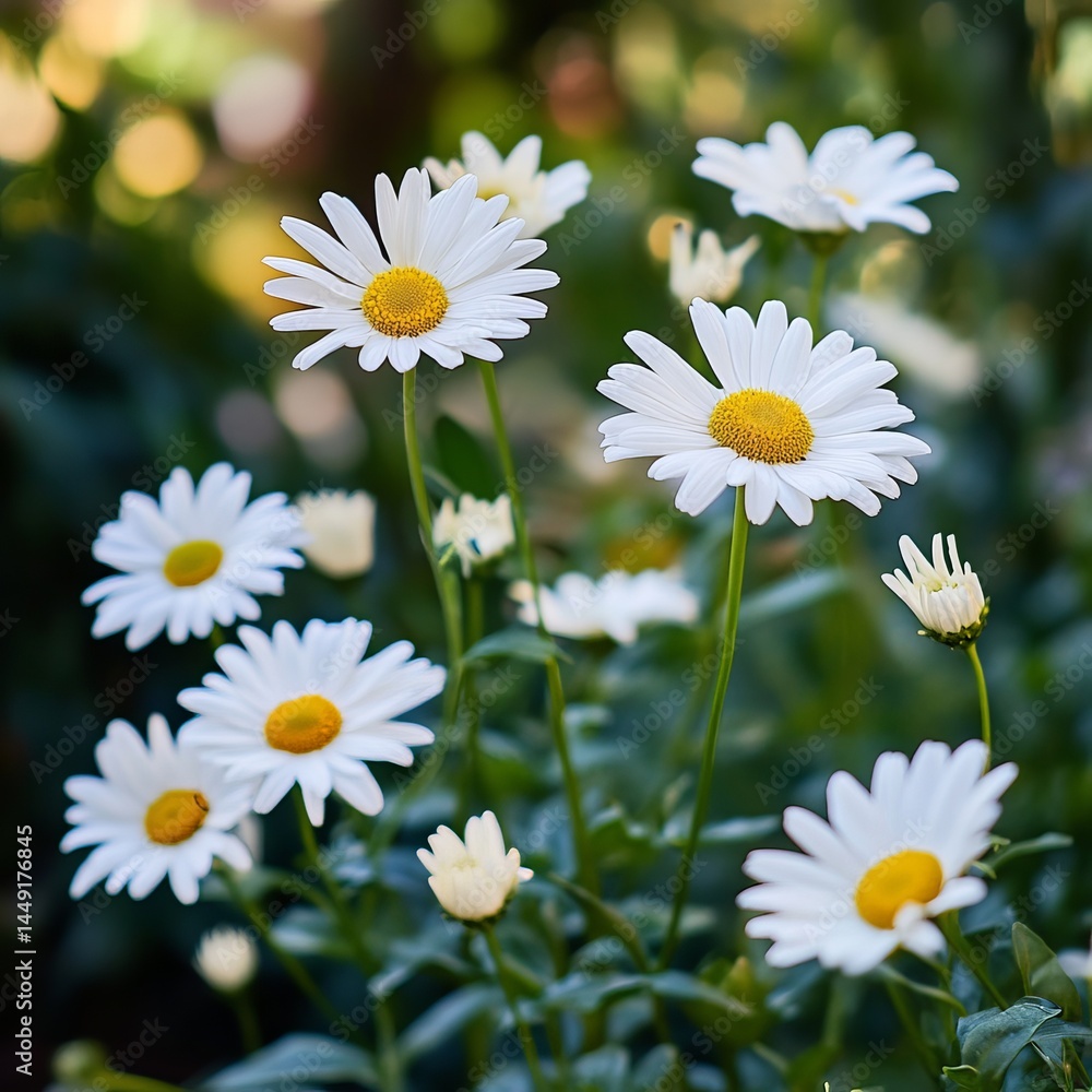 Delicate White Flowers Blooming Together in a Lush Green Garden Creating a Peaceful Natural Scene Delicate White Flowers Blooming Together in a Lush Green Garden Creating a Peaceful Natural Scene