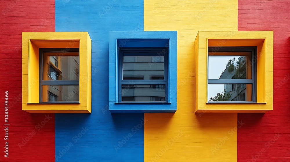 Colorful architecture featuring windows and walls Colorful architecture featuring windows and walls