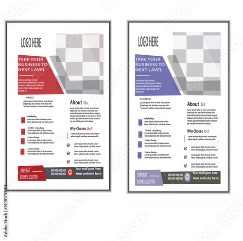 Title : a bundle of 2 templates of different colors a4 flyer template , modern corporate business flyer template design and editable vector template design