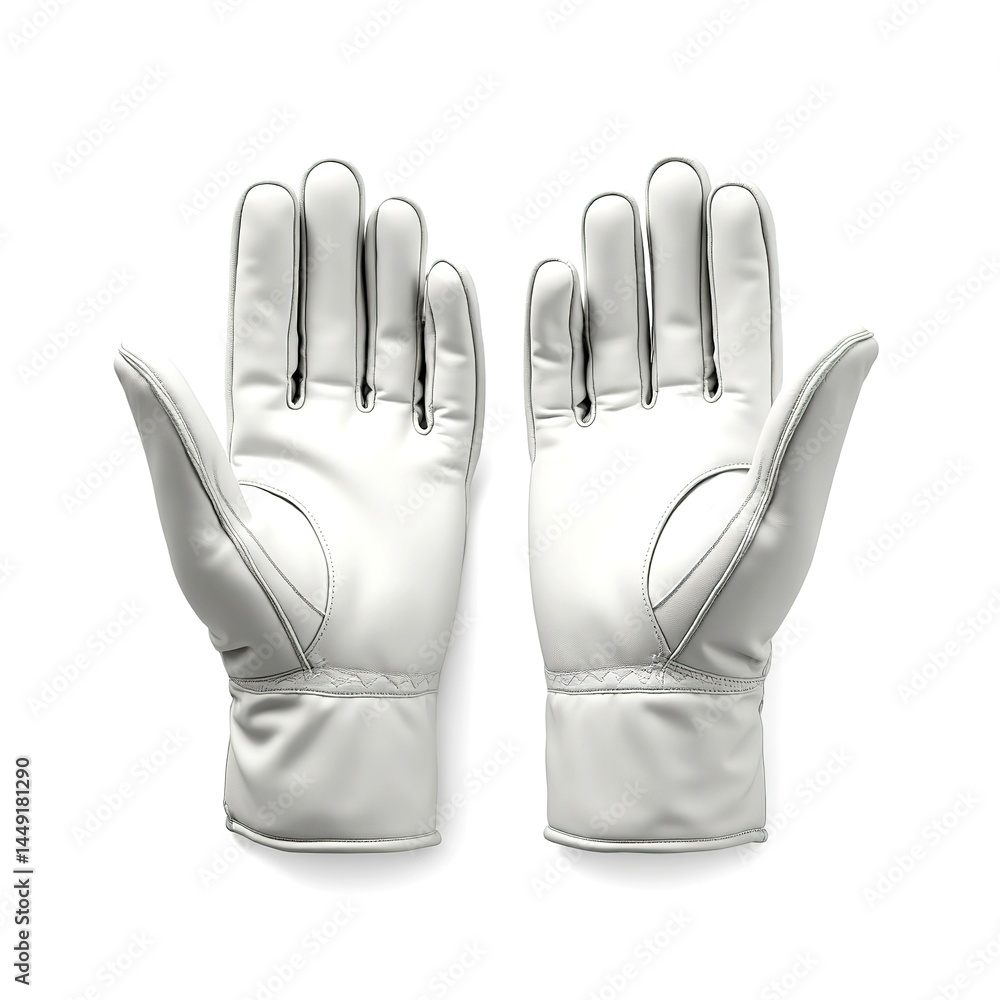 Obraz premium Pair of White Sports Gloves Isolated on a White Background, Ideal for Sports Gear Promotions and Branding