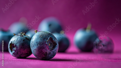 Closeup of fresh juicy blueberries on vibrant purple background studio shot of delicious summer berries healthy on transparent background