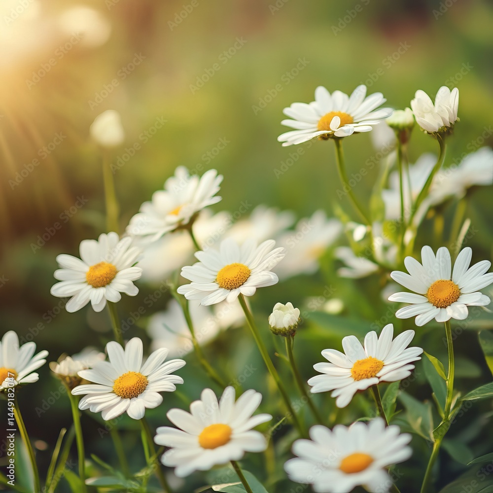 Fototapeta premium Elegant Bunch of White Flowers in Bloom Surrounded by Lush Green Leaves Exuding Natural Beauty and Purity