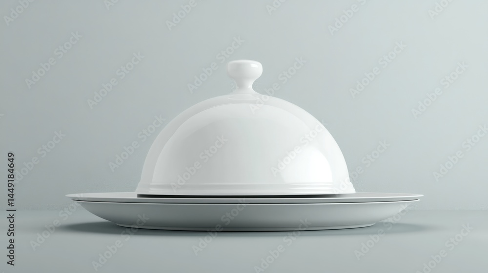 Fototapeta premium Elegant white serving dome on a plate