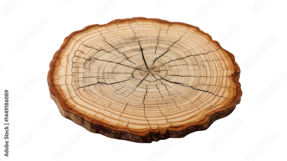 Obraz premium Natural Wood Coaster Slice from Tree Branch Transparent Background