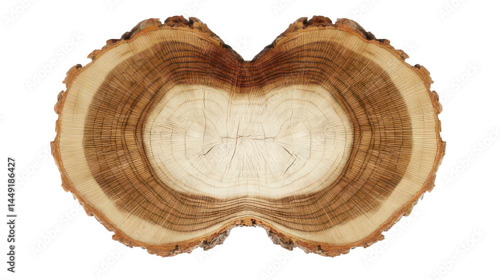 Natural Wood Slice with Visible Sap at Center Isolated on Clean White Background Natural Wood Slice with Visible Sap at Center Isolated on Clean White Background
