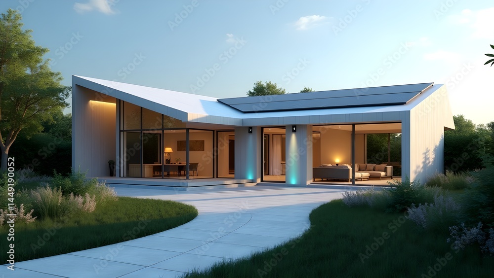 Futuristic solar home with minimalistic design and full solar energy integration Futuristic solar home with minimalistic design and full solar energy integration