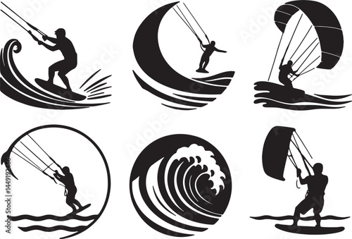 windsurfer silhouette vector