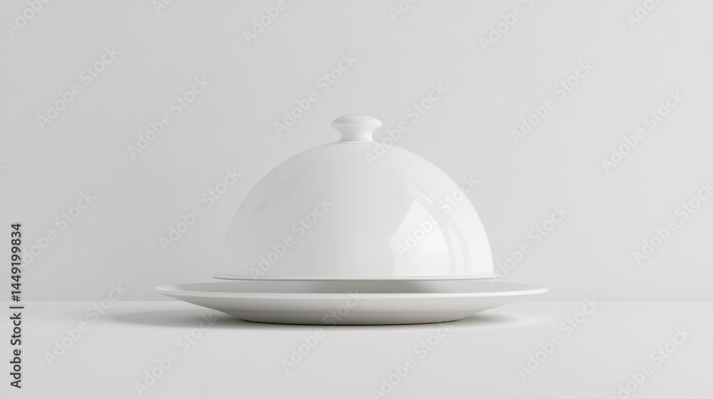 Fototapeta premium Elegant white dome cover over a plate