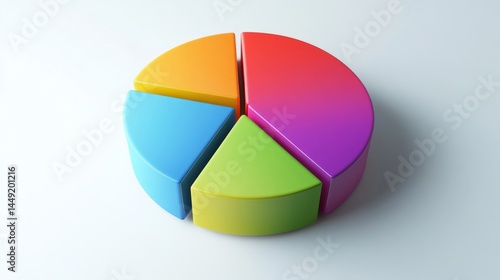 Free Download A sleek D pie chart with evenly divided parts in vibrant, solid colors, set against a clean white background for a polished presentation - GFXLoad