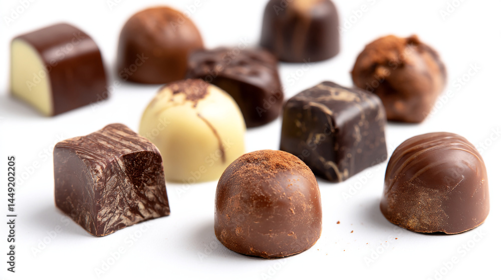 Assortment of delicious gourmet chocolate candies sweet treats luxury box assorted flavors dark milk food rich on transparent background Assortment of delicious gourmet chocolate candies sweet treats luxury box assorted flavors dark milk food rich on transparent background