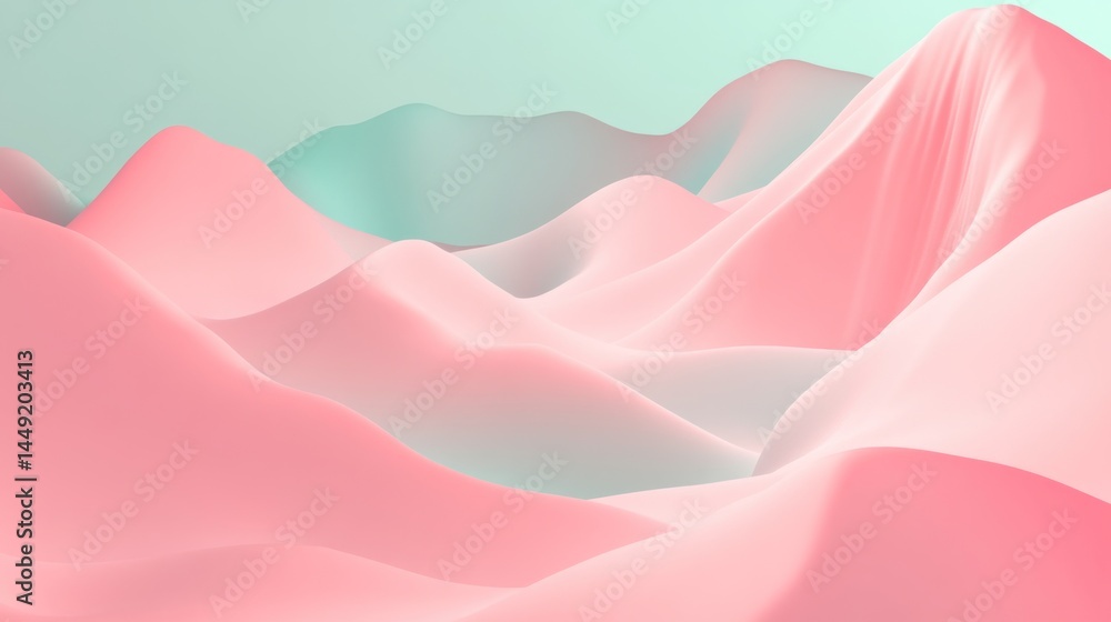 Obraz premium Pastel-toned, abstract landscape of soft, undulating hills.