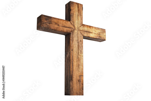 PNG Wooden Christian Cross on White Background
