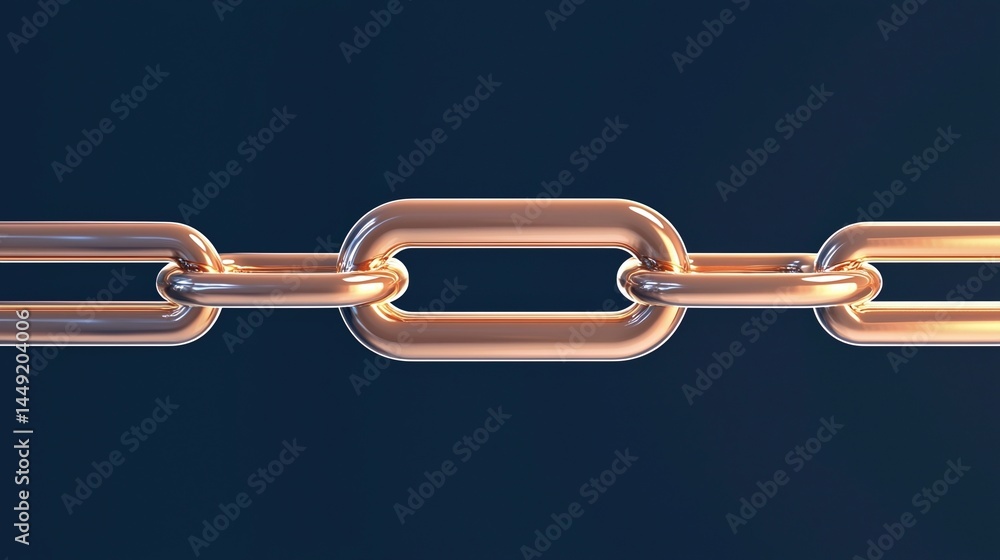 Obraz premium A close-up view of a shiny metallic chain link against a dark background.
