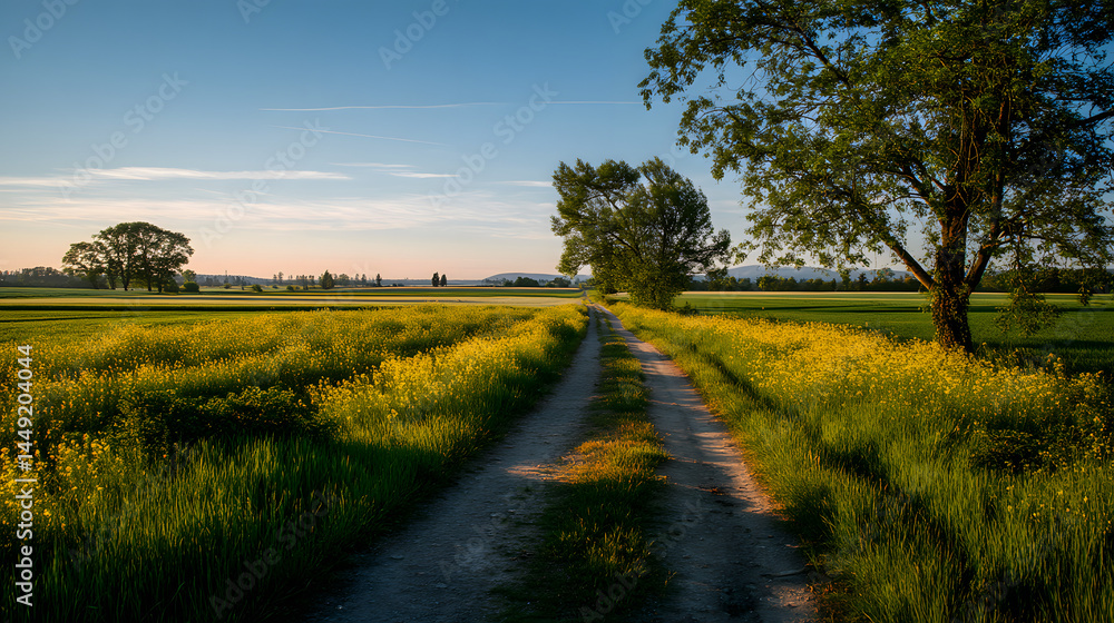 Fototapeta premium Rural path through golden field