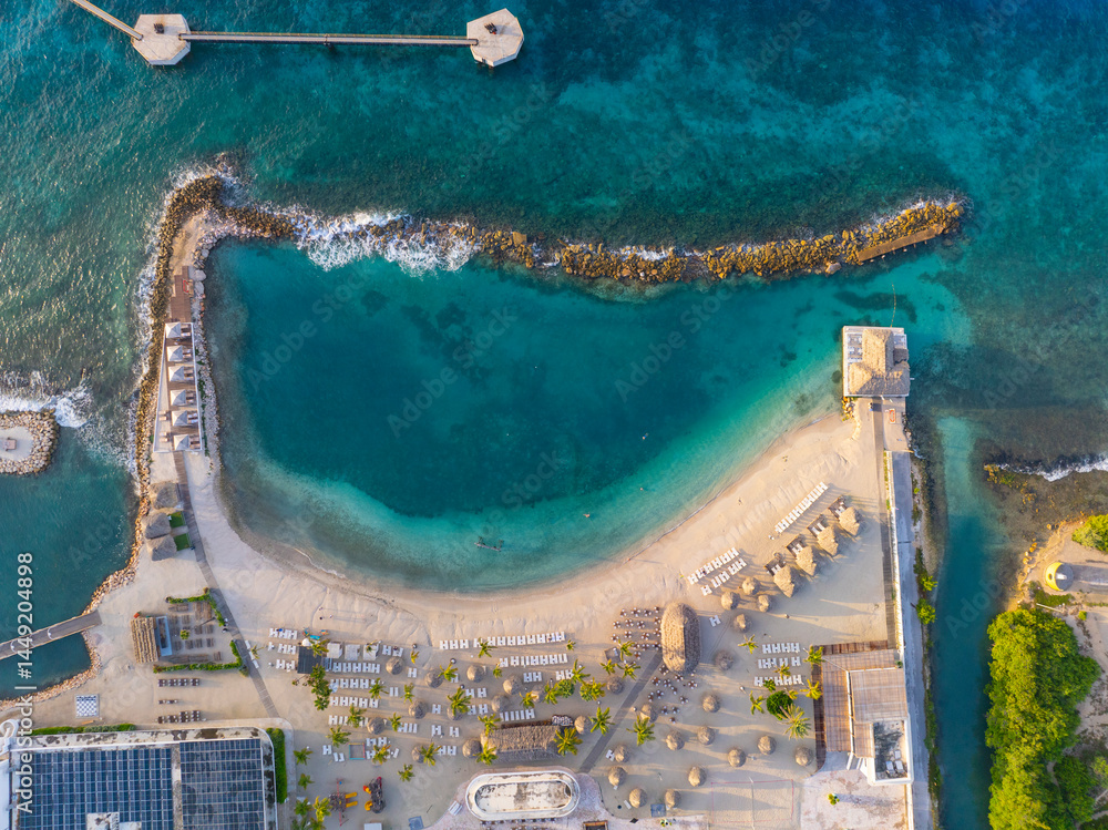 Mangrove Beach aerial view near Corendon Hotel at Otrobanda, city of Willemstad, Curacao.