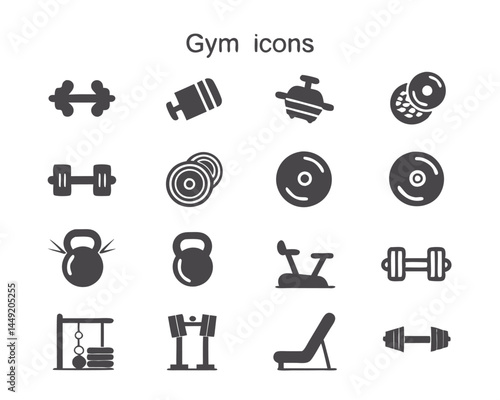 fitness and gym equipment doodle icon set collection