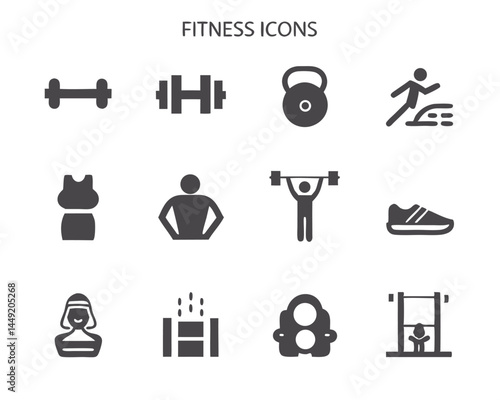 fitness and gym equipment doodle icon set collection