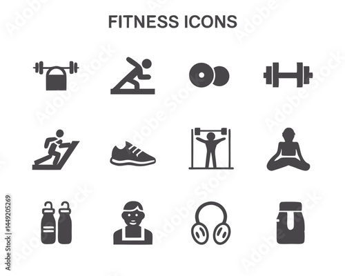 fitness and gym equipment doodle icon set collection