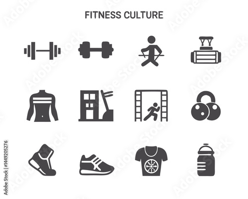 fitness and gym equipment doodle icon set collection