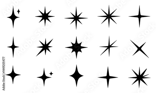 Black Star Icon Collection. Minimalist Vector Design