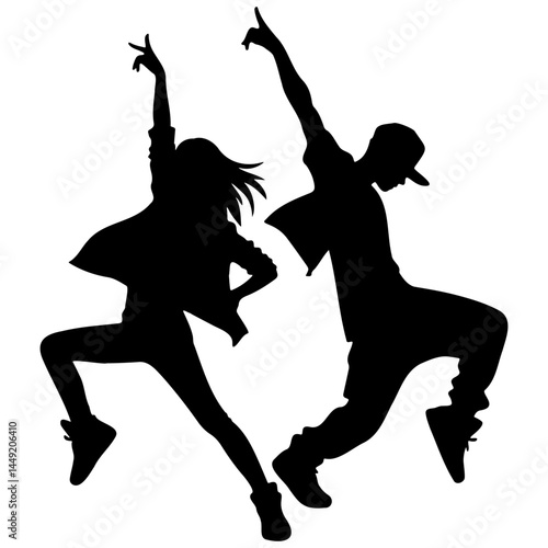 Street Dance Man and Woman Silhouette.
